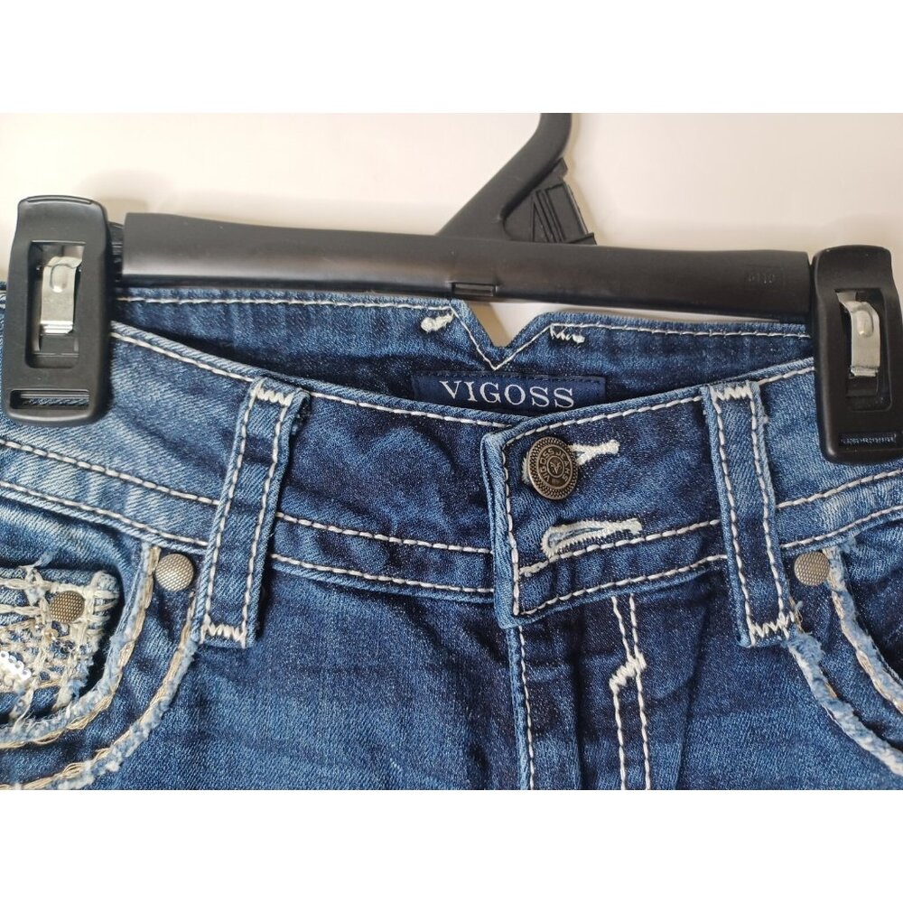 VIGOSS Womens Capri Jeans size 5/6 30X22 Stretch Low Rise med wash - Picture 4 of 6